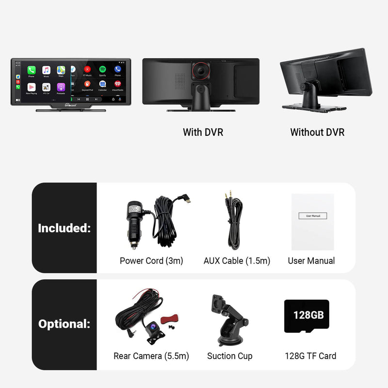 Producto casi agotado… ¡Compra ahora antes de que desaparezca! - Pantalla portátil para automóvil de 10" con Apple CarPlay y Android Auto