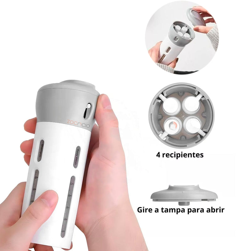 ViajaFácil 4 en 1: Dispensador Compacto de Líquidos