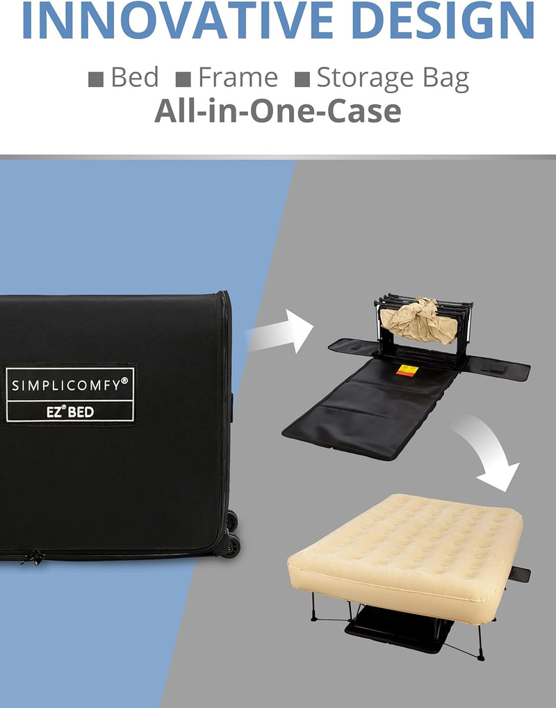 CAMA COLCHON AUTOINFLABLE PORTATIL CON MARCO Y RUEDAS