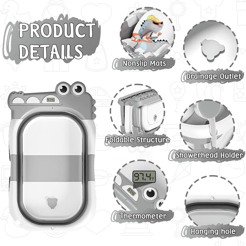 BAÑERA PLEGABLE PORTTIL PARA BEBE +TERMOMETRO INCLUIDO