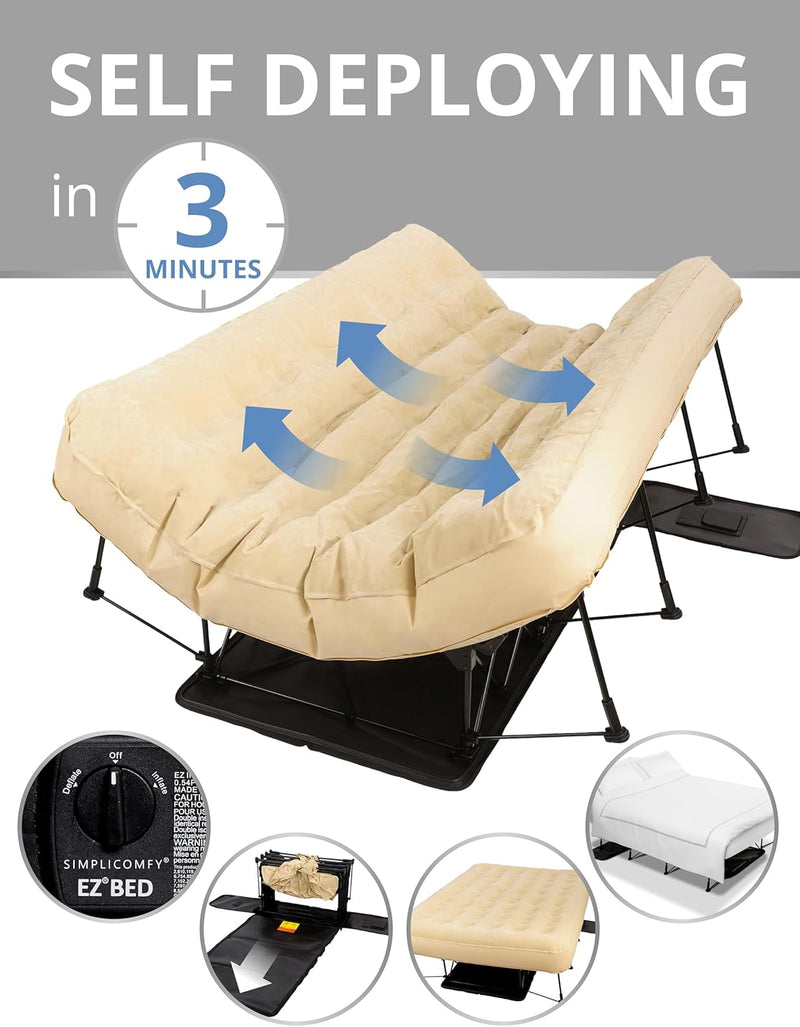 CAMA COLCHON AUTOINFLABLE PORTATIL CON MARCO Y RUEDAS